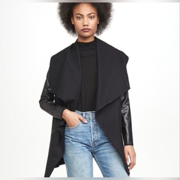 NEW Spanx Drape Front Jacket Black Faux Leather 3X Plus Stretch NWT - Picture 4 of 12